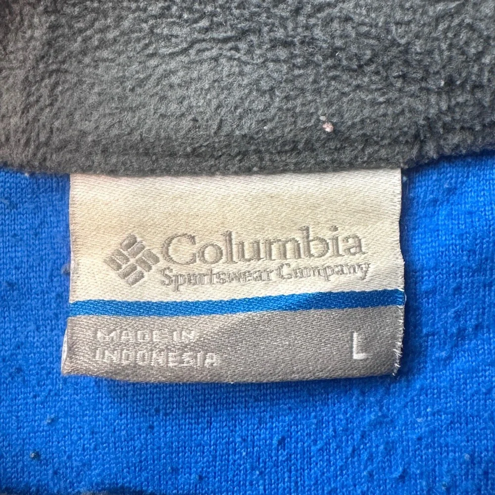 Columbia Fleece Pullover Mens L Blue 1/4 Zip Hiking Sweater Activewear Layer